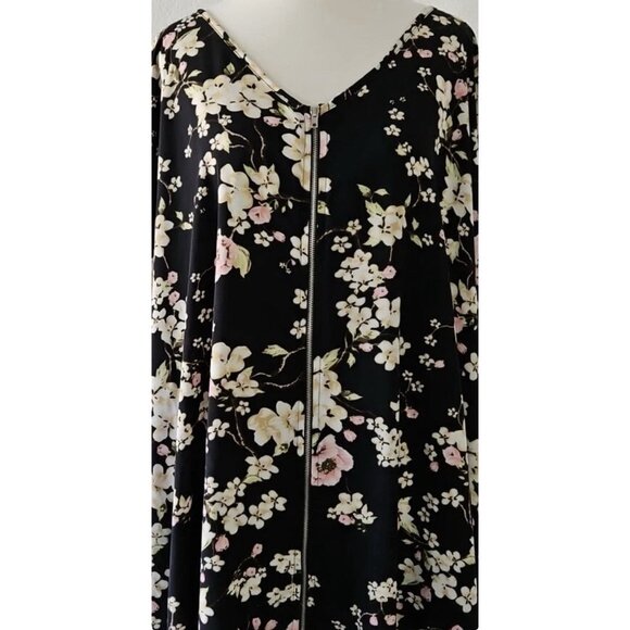Torrid Floral V-Neck front Zip Up Down Kimono & Poncho Cape Size 4 - Picture 4 of 14
